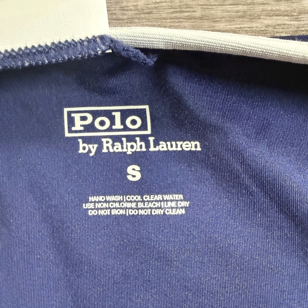 Polo Ralph Lauren Womens Navy Blue High Cut Bikini Bottom White Trim NWT Size S - Picture 8 of 9